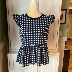 Kate Spade Gingham Peplum Tee